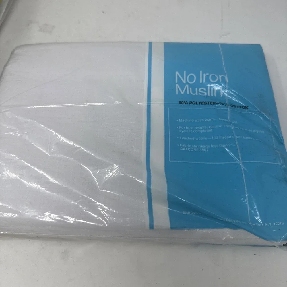 VTG JC Penny Muslin Full Bed Sheet Bedding White Made in USA 1960s 1970s NOS